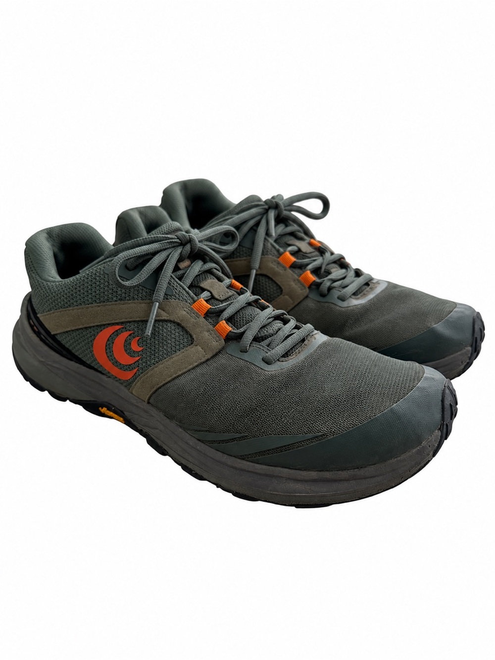 Topo TerraVenture 4 Trail Running Shoes Mens Size 10.5 Green W Orange Accents